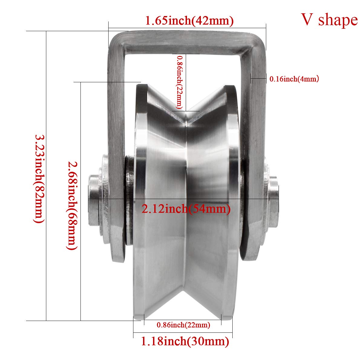 Grooved Wheel Pulley Block Pulley Wheel Stainless Duplex Bearing Silent Detachable Heavy Duty Traction Wheel for Material Handling and Moving Lifting Loading 1760lb/800 Kg — Amazon image 2