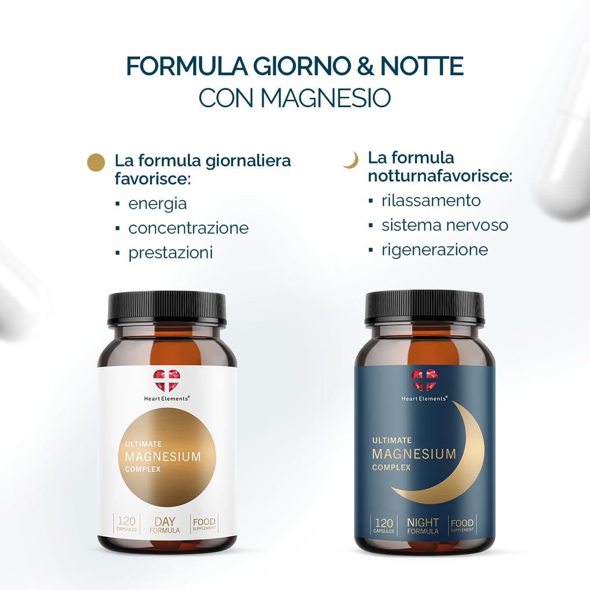 Ultimate Magnesium Complex, 2x120 Capsule di Complesso di Magnesio, Day&Night, metabolismo energetico normale, sistema nervoso, muscoli, ossa, 8 forme, Aquamin Mg, B6 P-5-P, D3K2, vegano