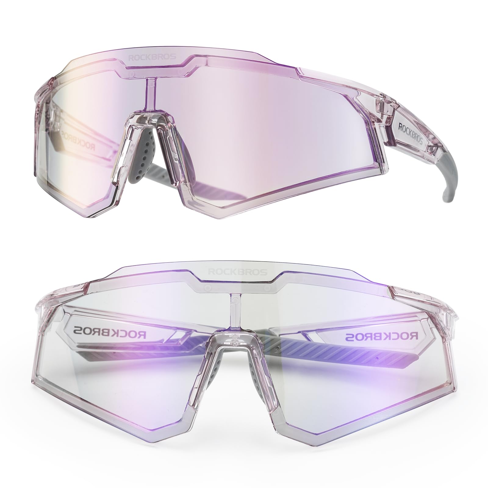 ROCKBROS Lunettes Photochromique de Cyclisme Homme Femme Coupe-Vent Lunettes de VTT Respirant Lunettes de Soleil HD UV400 Protection Robuste Sport en Plein Air Vélo Course Randonnée Pêche