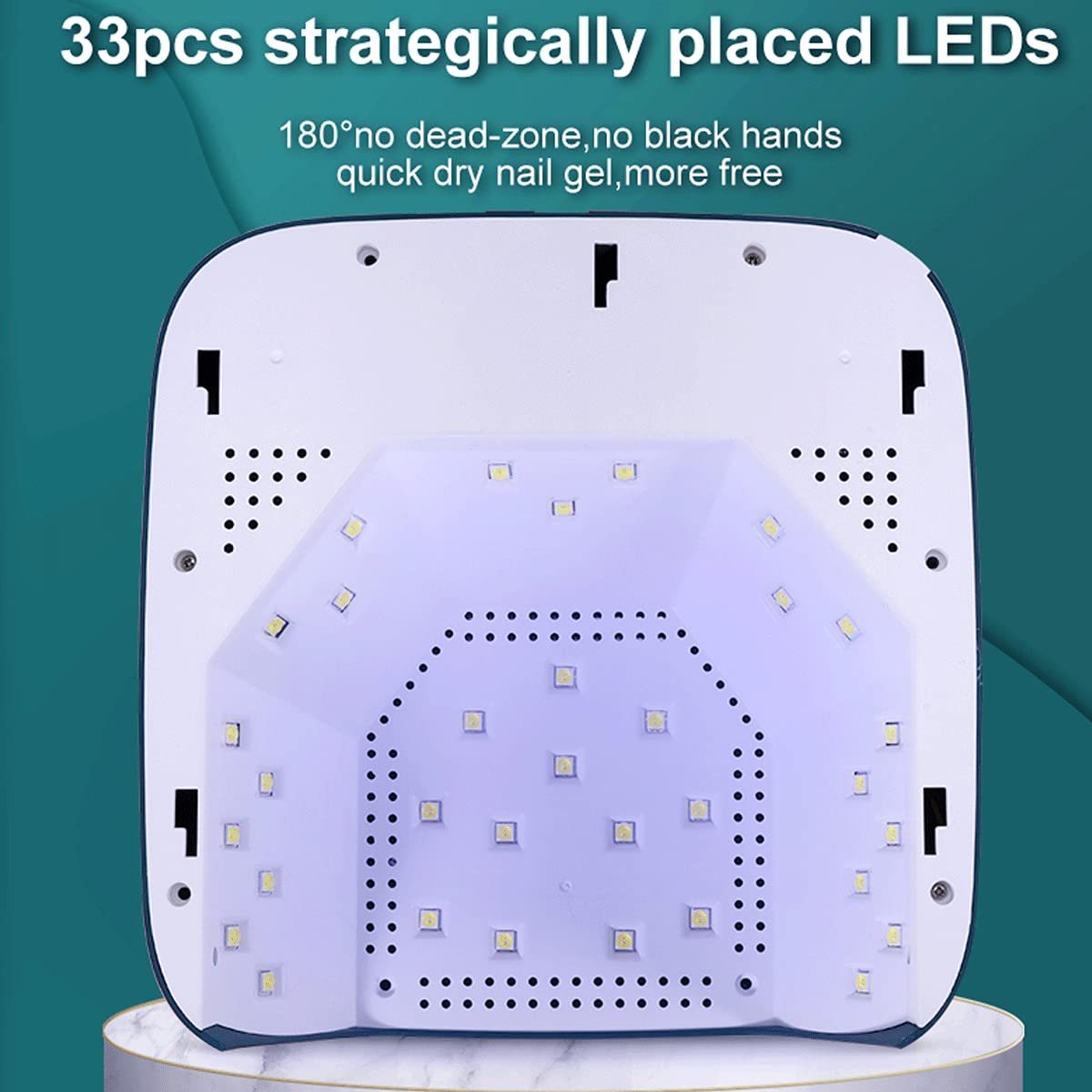 Lámpara de uñas UV LED inalámbrica de 48 W con Sensor automático, 4 ajustes de Temporizador, 33 Cuentas LED, luz UV de Gel Recargable para uñas de Manos y pies
