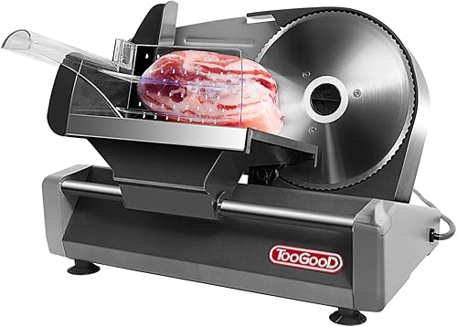 TooGood Cortador de Carne para el Hogar, Cortador de Alimentos Eléctrico con Hoja de Acero Inoxidable de 7.5", 1/4 HP, Grosor Ajustable de 0-15mm,
