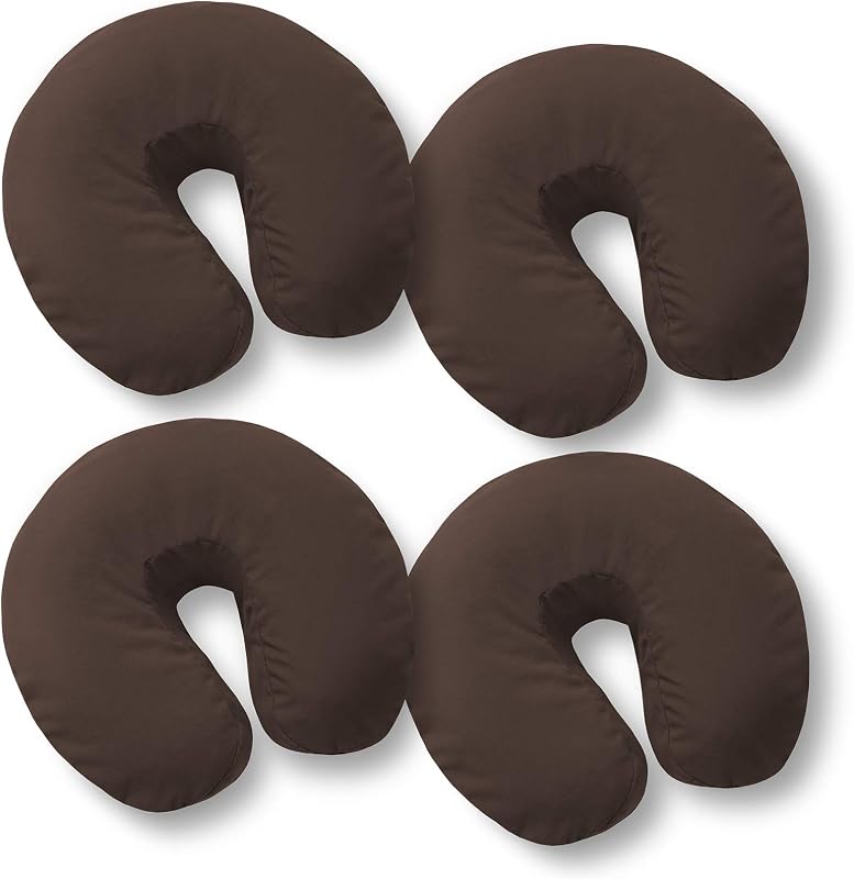 Saloniture Capas para Apoio Facial de Maca de Massagem em Microfibra Marrom Chocolate, Pacote com 4