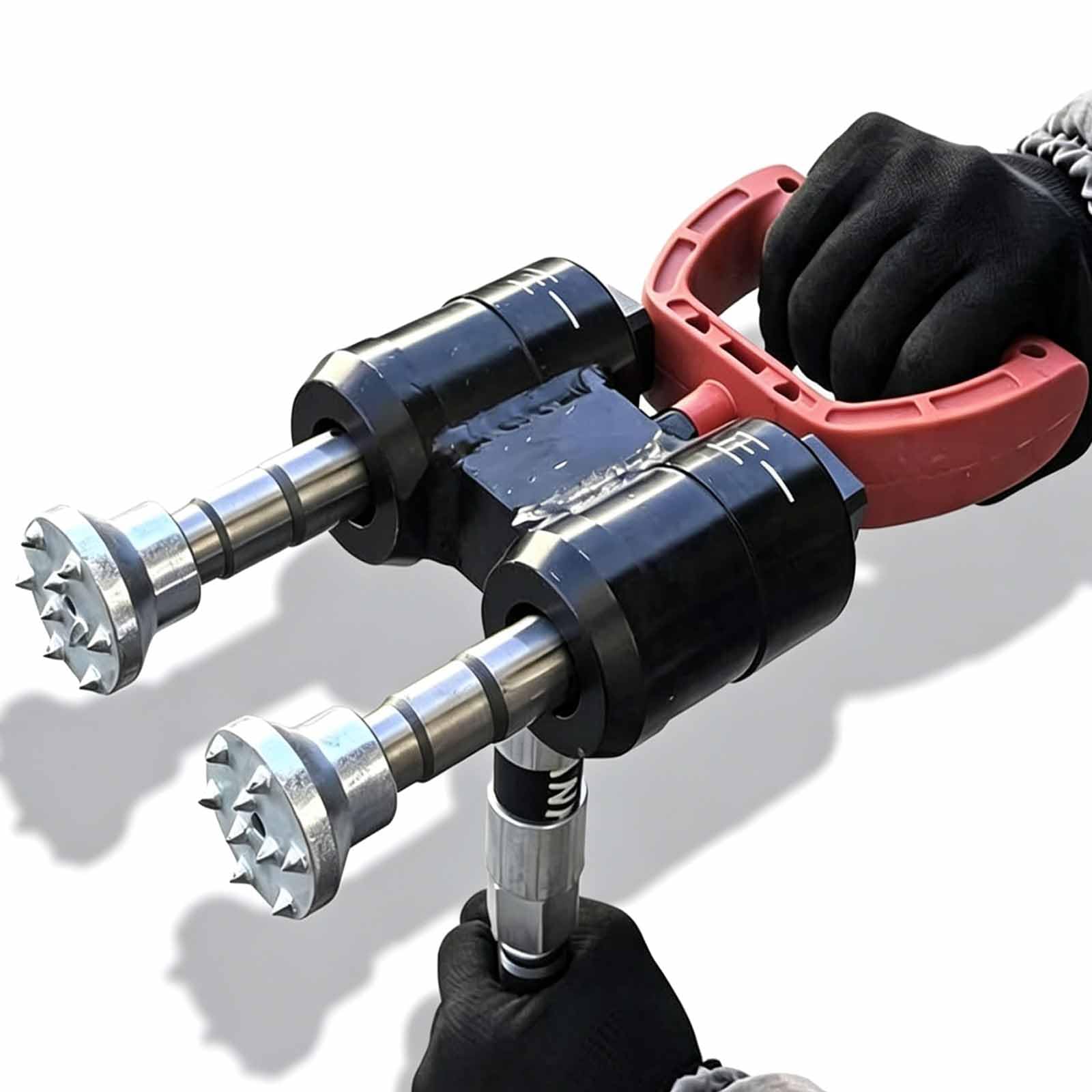 MRJYK Air Needle Scaler Rust Remover, Double Cylinder Pneumatic Scaling Hammer, 2x2100bpm, 19" Long Pole, Vibration Damping Design, For Metal, Ships & Construction