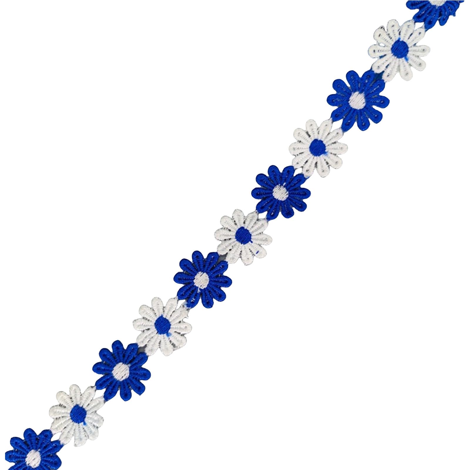 Buxuaaaa Royal Blue 15 Yards Embroidered Flower Lace Trim 25Mm Wide Flower Decorating Lace Trims For Sewing Dress Making Clothes Decoration Embroidered Trim