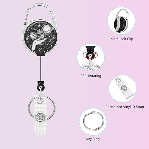 Miniatura 29 de Llavero retráctil de carrete de insignia, resistente con clip para cinturón, soporte para tarjetas de identificación verticales impermeables para 1