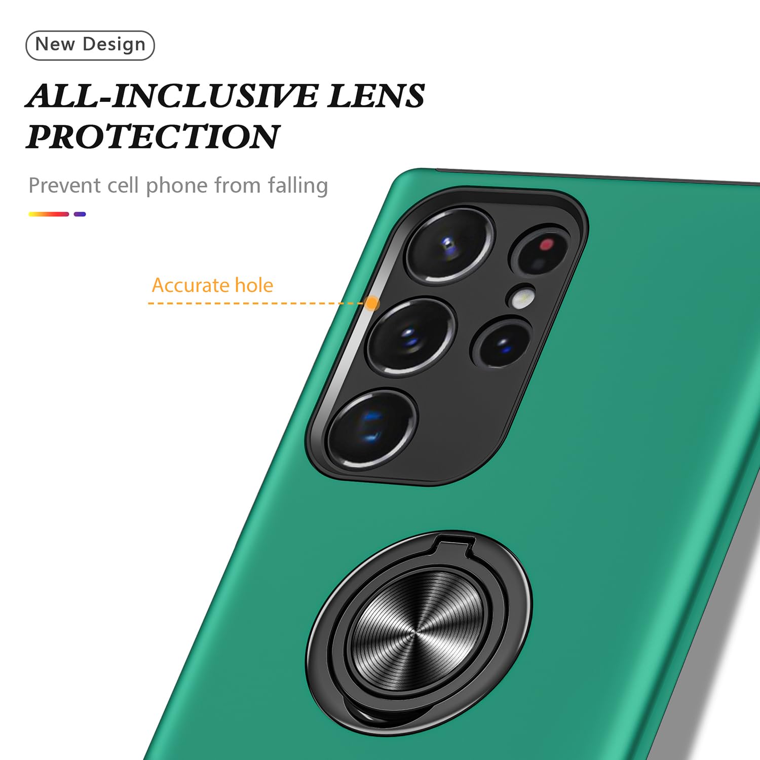 Funda para Galaxy S24 Ultra para Samsung S24 Ultra, de grado militar, a prueba de golpes, soporte de anillo integrado, soporte de coche, funda protectora resistente para Galaxy S24 Ultra (verde