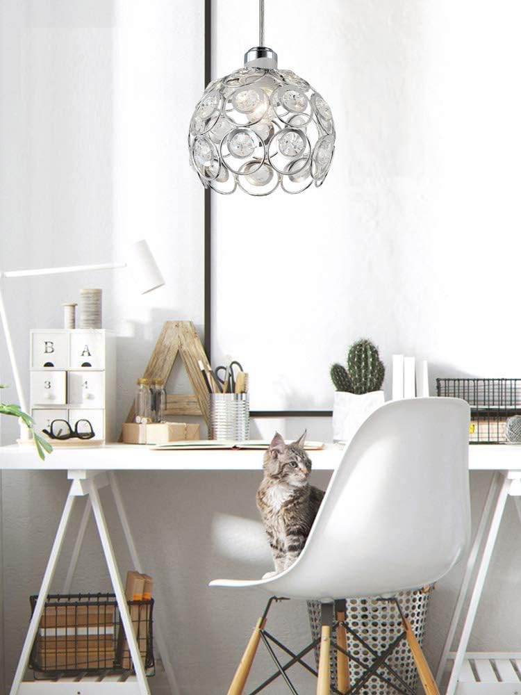 Dimmable Iron Globe Pendant Light Juno-Type Track Light Silver Modern Clear Crystal Lamp Shade Industrial Instant on Track Mount Pendant Lights for Kitchen Island Customizable 3-Light