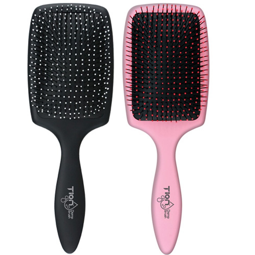 Tion Detangler Paddle Wet Hair Brush Set Black & Pink by Tion for wet hair and dry hair | TionHair