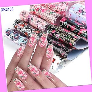 10pcs 20x4cm Fine Rose Daisy Sunflower Birds Flower Nail Foil Transfer Sticker Xk3108 for Nails Design Nail Art Stickers Decals Supplies Manicure Tips Sticker Colorful for Nail Decorations