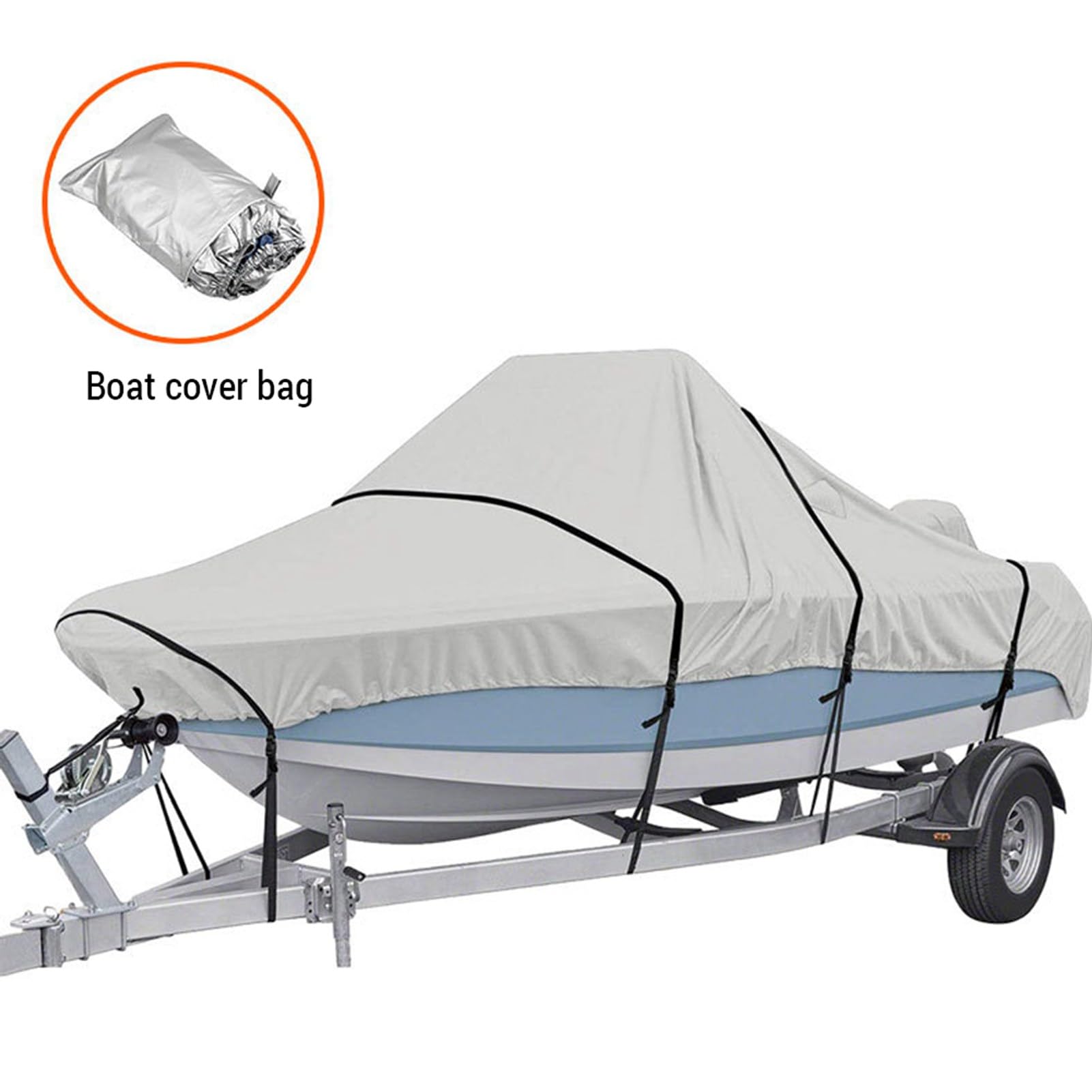 BRRNOO Telo per Barca, Teli per Kayak Telo per Barca per Impermeabile e Resistente Agli Strappi, Teli con Cinghie Antivento per Impermeabili per Scafo a V, scafo, Bass Boat, Fish & Ski Boat (530x290)