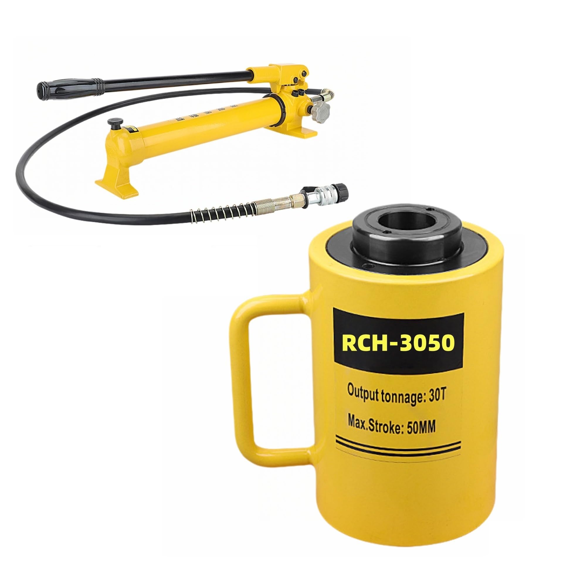 Podnośnik hydrauliczny z pompką ręczną, wydrążony siłownik jednostronnego działania do operacji pchania i ciągnięcia, pusty cylinder hydrauliczny (skok 20T-10.2 cm + pompa ręczna CP-700)