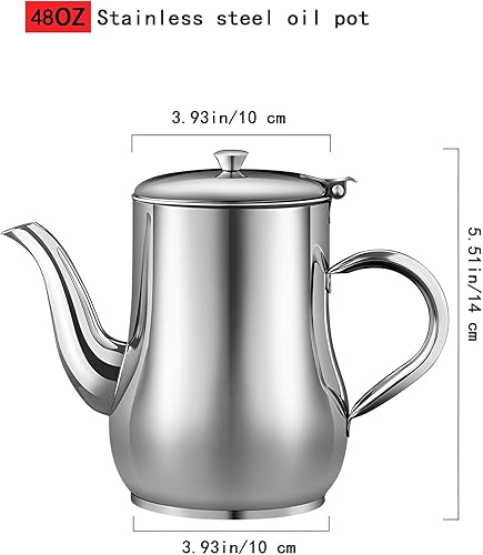 Miniatura 8 de 2 coladores de aceite para freidora de 32 onzas para cocina, olla de filtro de aceite de acero inoxidable con filtro de malla fina, tapa a prueba de