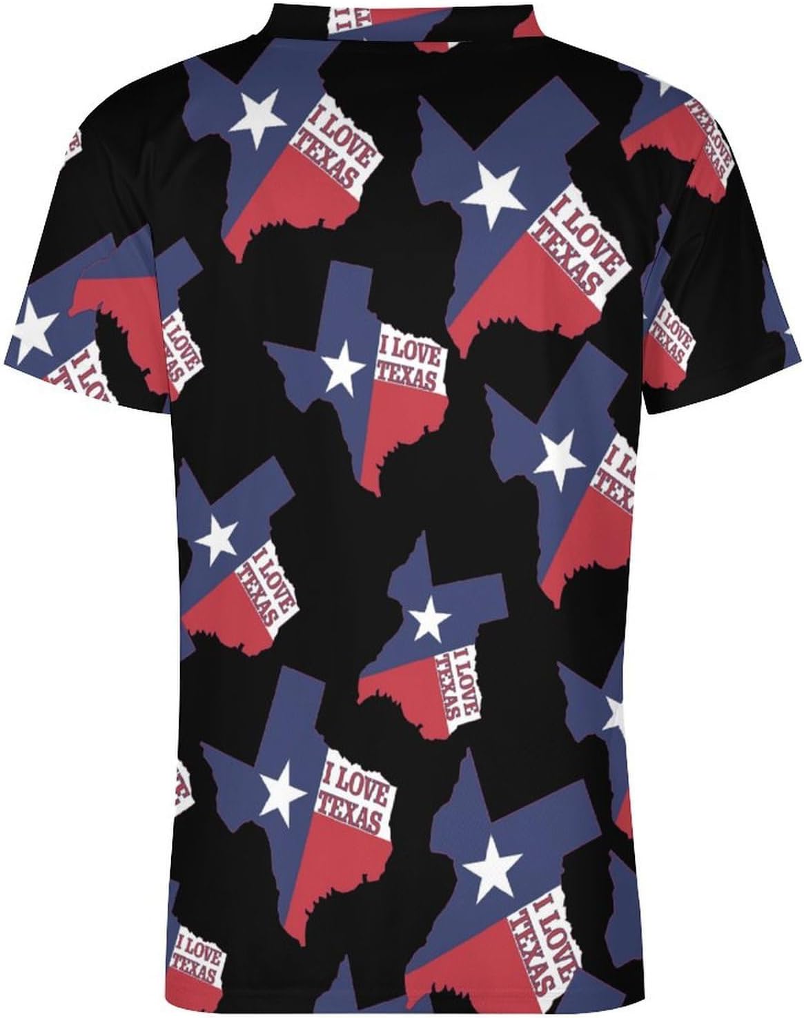 I Love Texas Texan Flag Men's Running Shirts V Neck Short Sleeve T Shirt Football Jersey Sport Tops 6X-Large