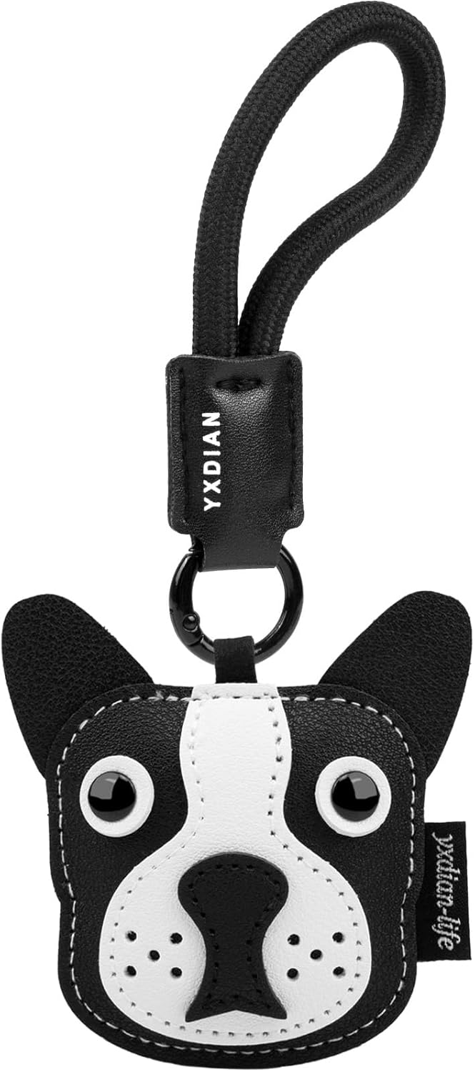 Dachshund Bulldog Keychain Dog Shaped Leather Bag Charm, Cute Keyring for Women Men Teens Gifts