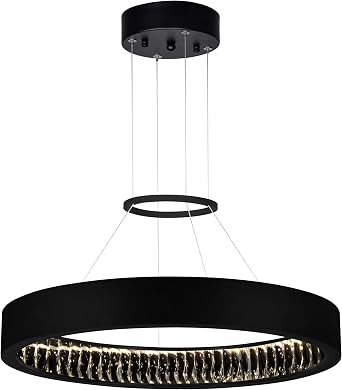 Rosalina 26-Inch Matte Black LED Chandelier Modern Minimalist Dimmable Ceiling Light Fixture