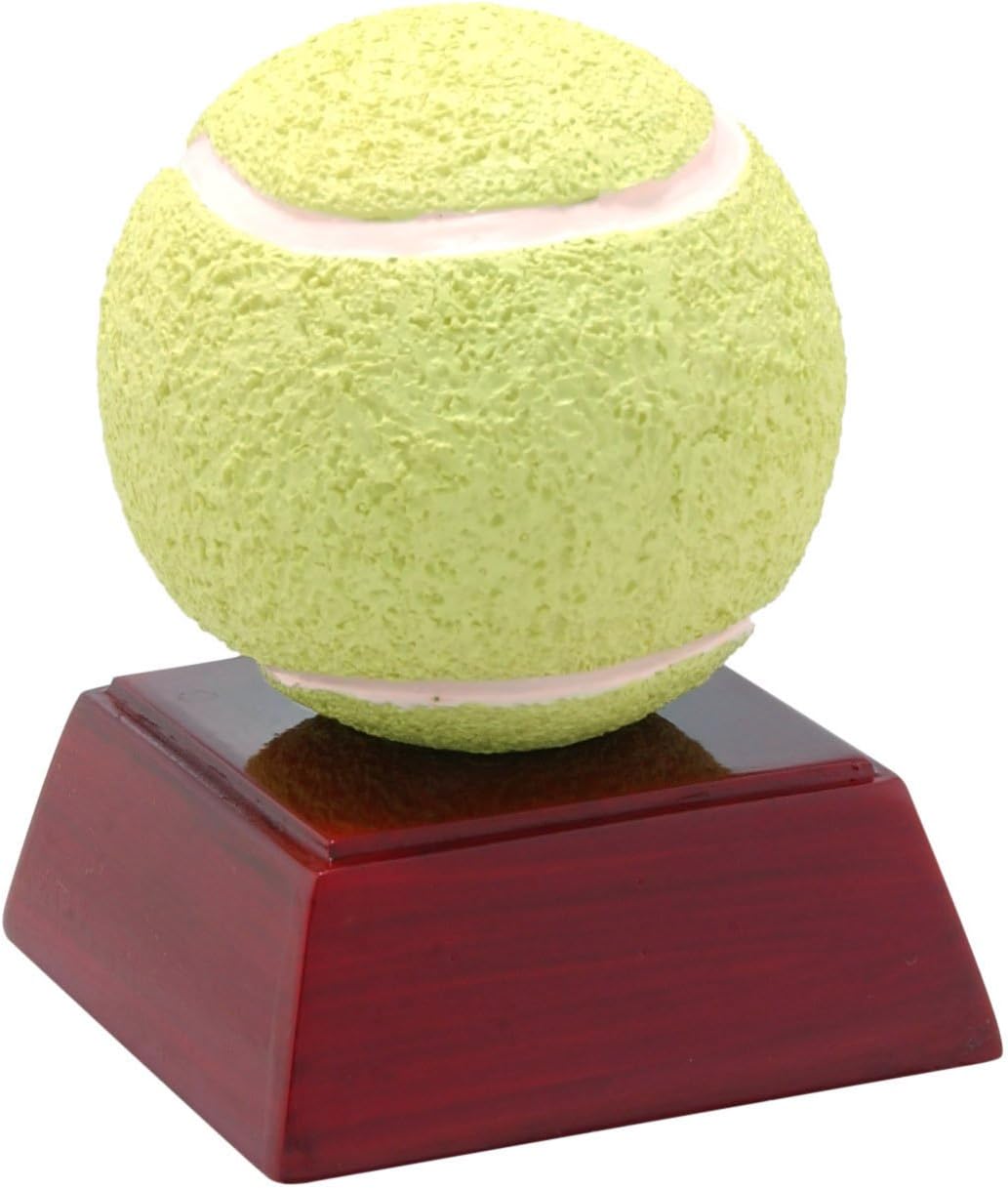 Decade Awards Tennis Ball Color Resin Trophy- 4 Inch Tall | Engraved Tennis Ball Award - Customize Now