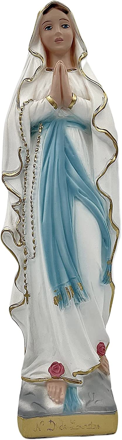 Statua Madonna di Lourdes cm. 30 gesso fosforescente - artigianato italiano