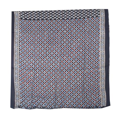 Image of Ethnics of Kutch Womenss Ajrakh Modal Silk Natural Dye Hand Block Print Saree with Blouse Piece - 5.5 Mtr Length