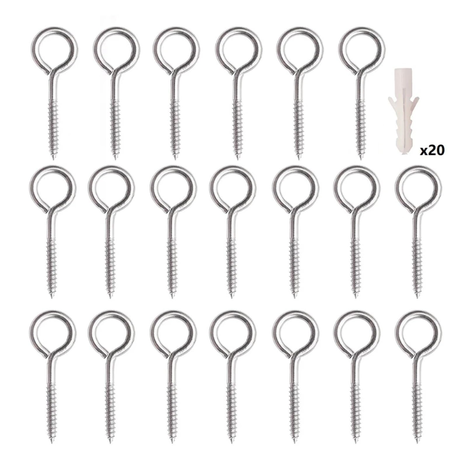 Crochets de tasse vis 20 pièces à œil crochets anneau autotaraudeur en métal cintre visser(M5x65)