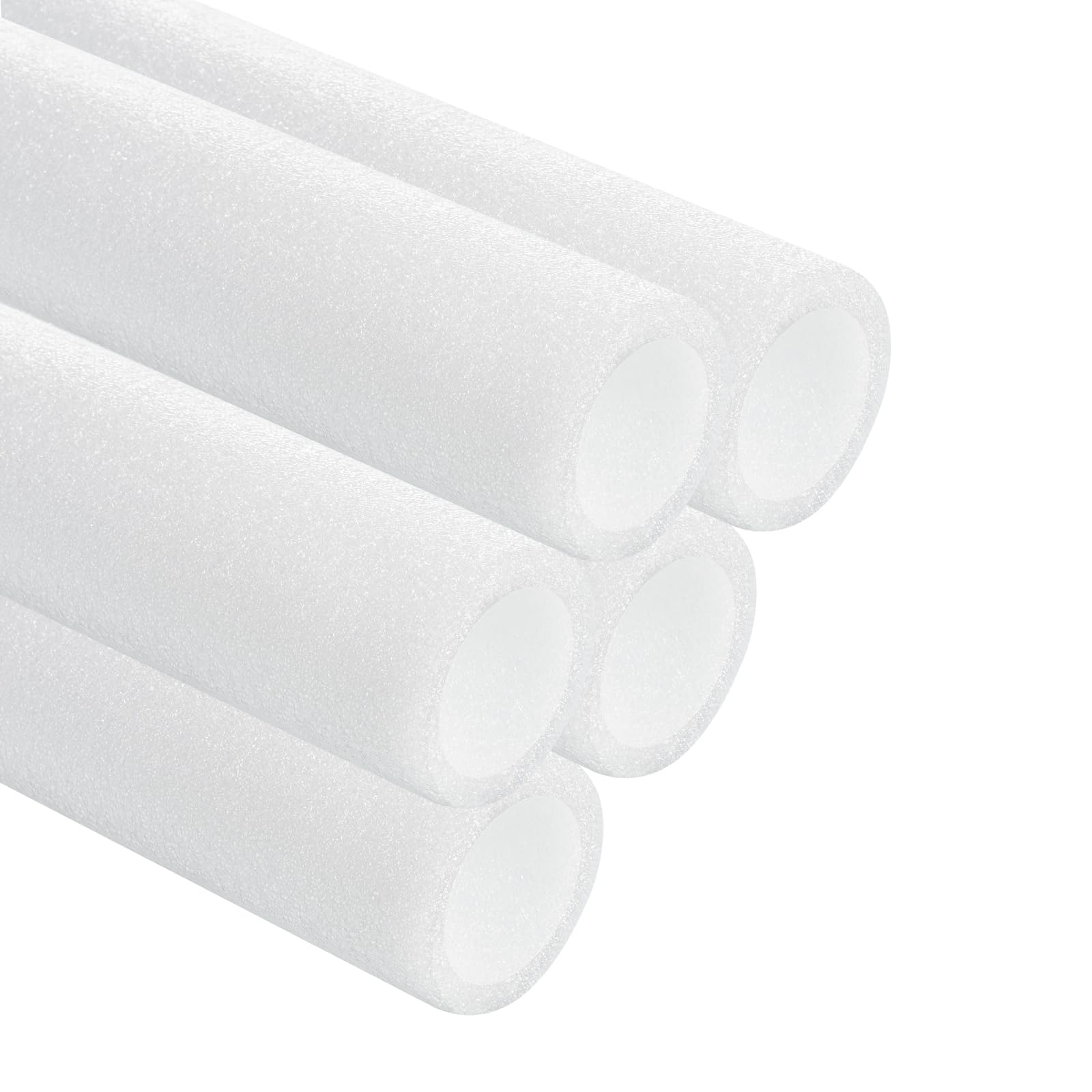 sourcing map 5 Pcs 1.18 Inch 3.3 Feet Pipe Insulation Foam Tube, Hollow Tube Covers for Outdoor Winter Freeze Protection Hot Cold Water Pipe, White OD 1.58"