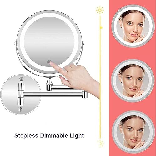 Miniatura 2 de Espejo de maquillaje montado en la pared recargable del tacto del tacto del Sn USB del cuarto de baño de aumento del espejo