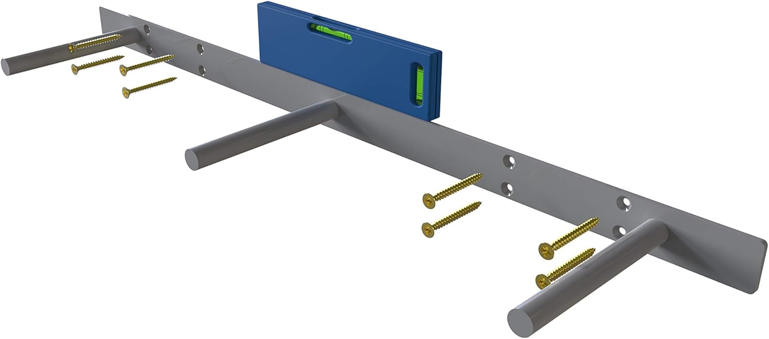 Tech Team #730 Floating Shelf Bracket – 18-Inch Heavy-Duty Steel 3-Prong Support, Powder-Coated Black Finish for Wood Shelves, Hidden Wall Mount Hardware for DIY Home & Office Shelving Projects
