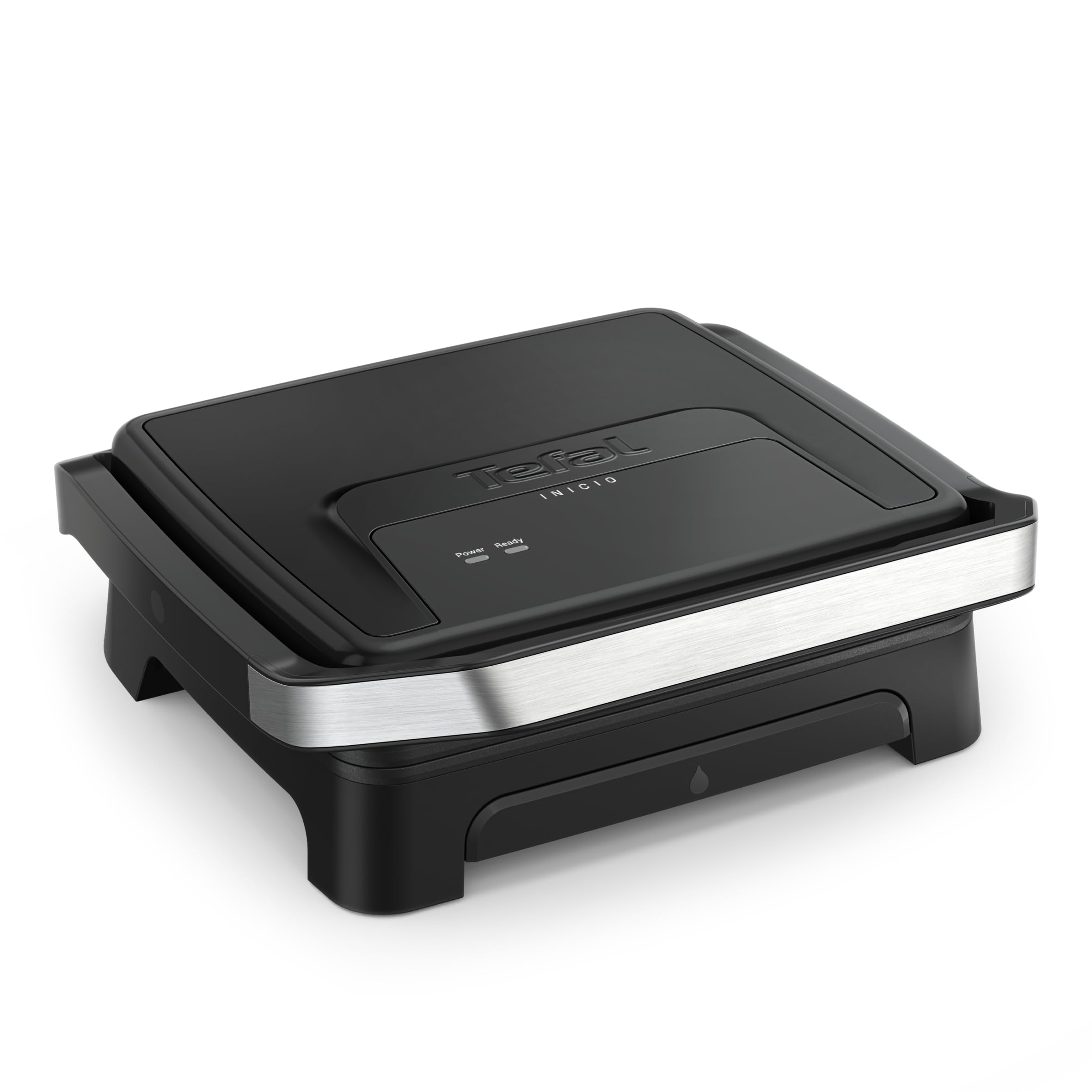 Tefal Inicio Classic GC271810 - Parrilla 2 en 1 de contacto y para paniniga, 2000 W, diseño compacto, carcasa de acero inoxidable, bandeja colectora de zumo, placas antiadherentes, color negro