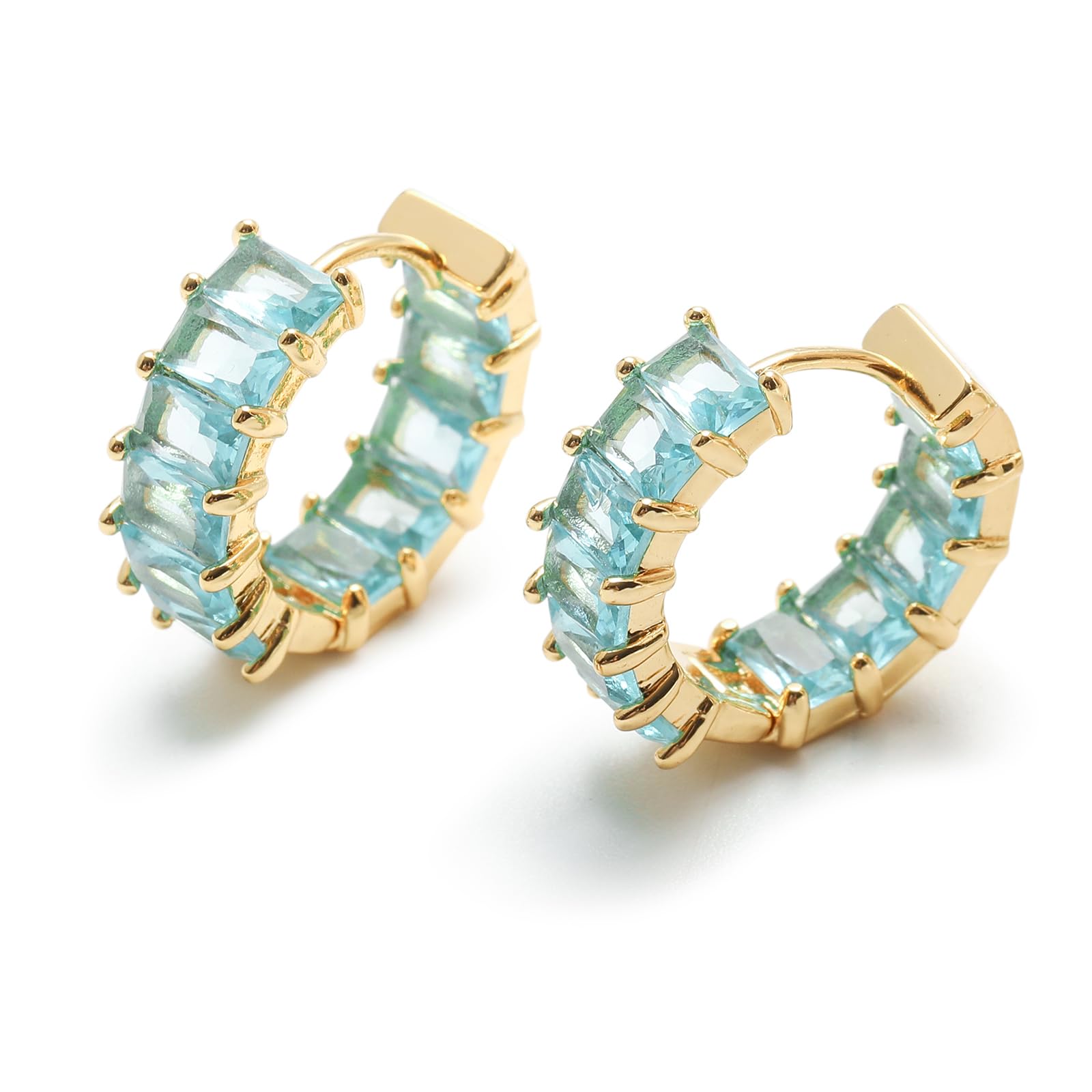 Mesovor Pendientes de aro de Circonita Cúbica para Mujer, 18 K Chapado en Oro Multicolor Circonia Cúbica Huggie Pendientes Fiesta Joyería Regalos para Mujeres Niñas
