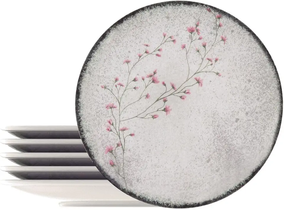 Kit Prato Raso Tramontina Floralis em Porcelana Decorada 25 cm 6 Peças