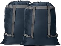 Vista 13 de Mochila de lavandería de 27 x 34 pulgadas, resistente bolsa de lavandería con correas para el hombro, cierre de cordón, mochila de lavandería