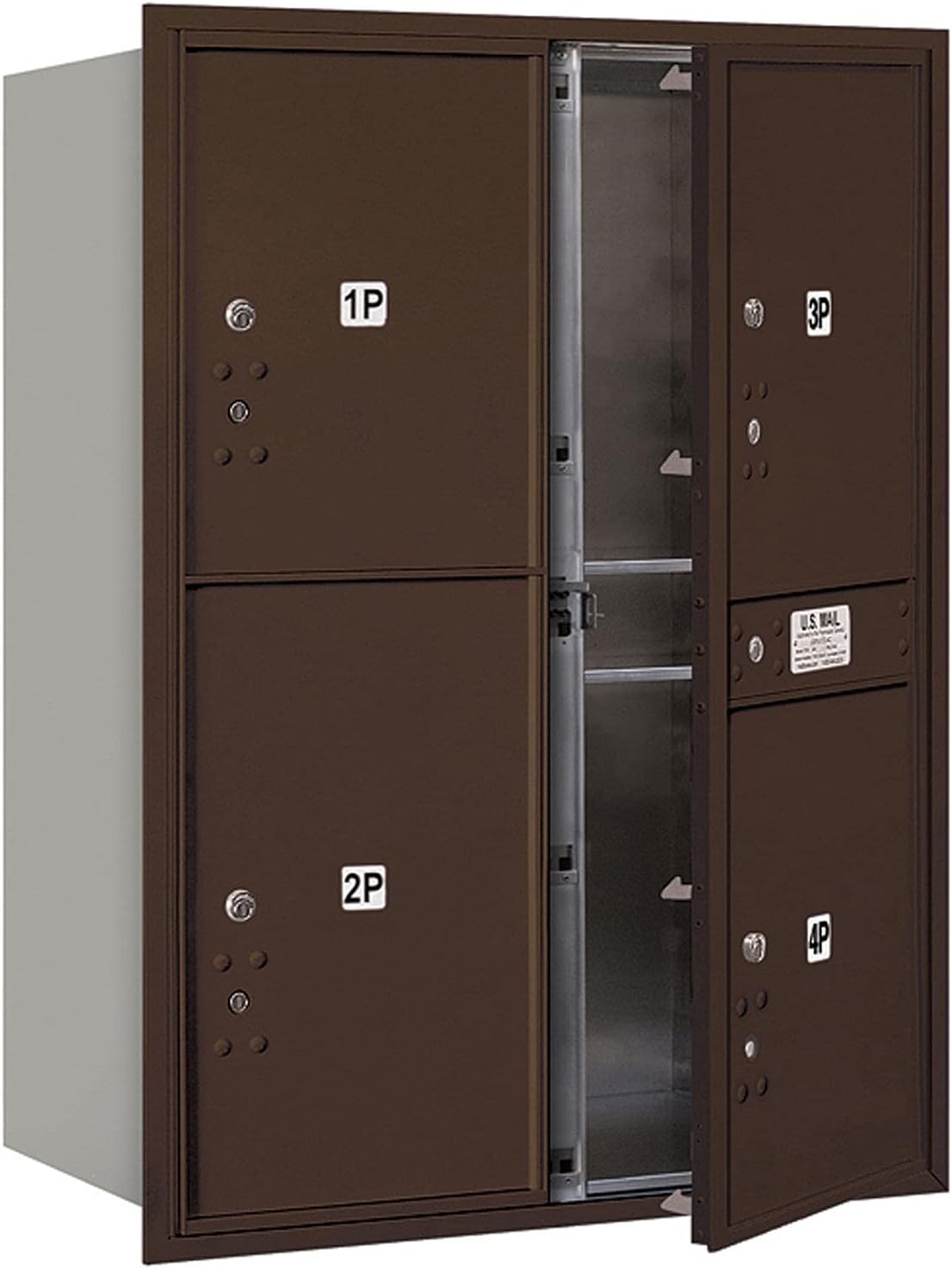 Salsbury Industries 3711D-4PZFP 4C Horizontal Mailbox, Bronze