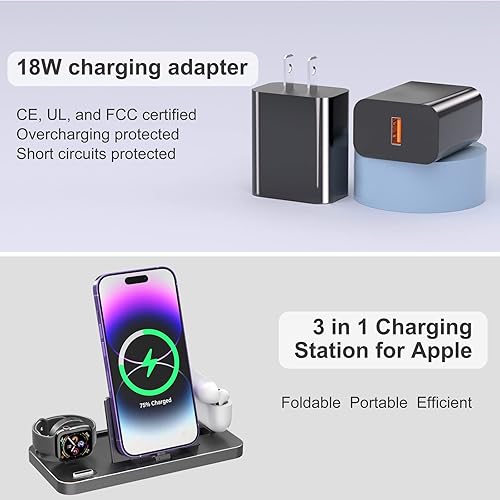 Miniatura 4 de Estación de carga 3 en 1 para Apple, estación de carga inalámbrica de Apple compatible con iPhone, Airpods Apple Watch, estación de carga con
