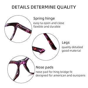 eyeezi Cat Eye Reading Glasses for Women-4PC Blue Light Blocking Flexible Spring Hinges Stylish Anti-glare UV400 Readers Fashionable Eyeglasses+0.0