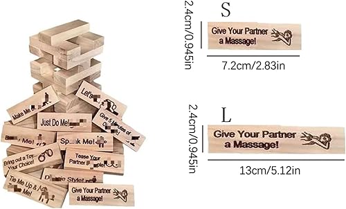 Miniatura 2 de Juego de 48 piezas de torre de bloques súper traviesos, divertido juego de torre apilable para parejas con preguntas y desafíos de verdad o