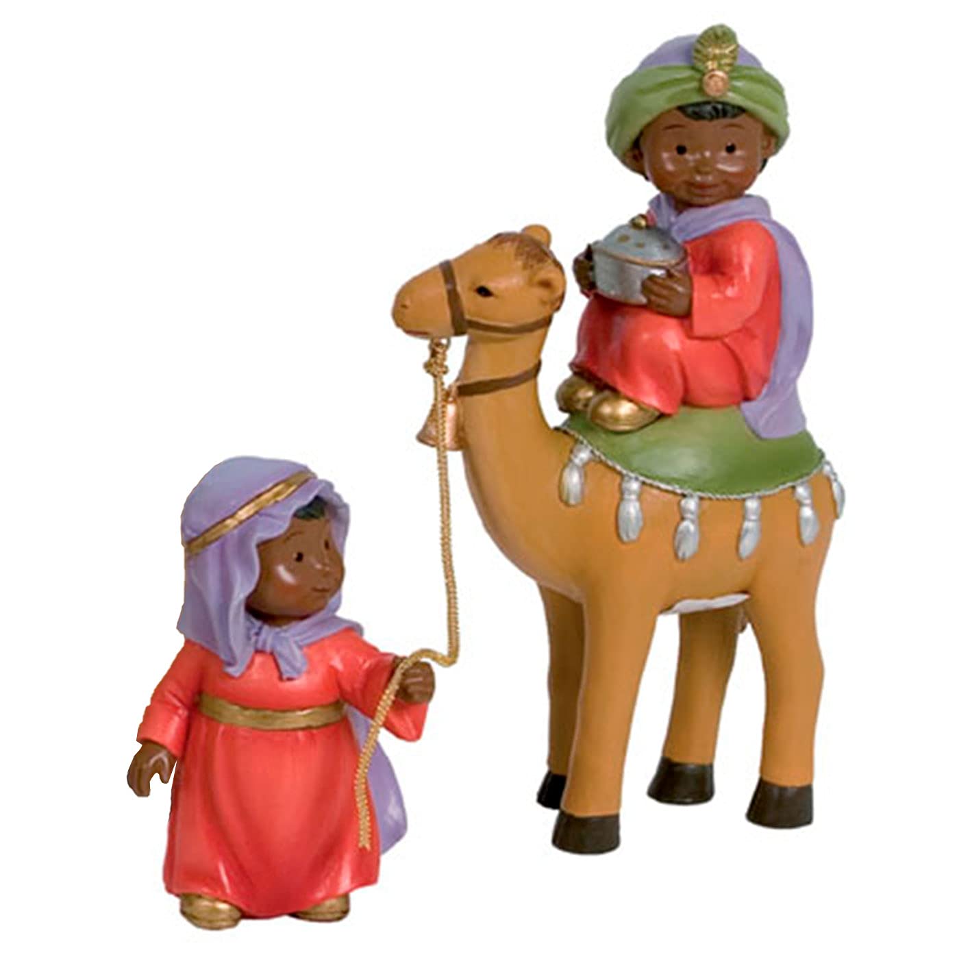 Acan Tradineur - Figuras Reyes Magos, Camellos y pajes Naïf para belén navideño 10 y 17 cm - Fabricado en marmolina - Figura Decorativa Divertida para Nacimiento, Navidad, decoración Tradicional