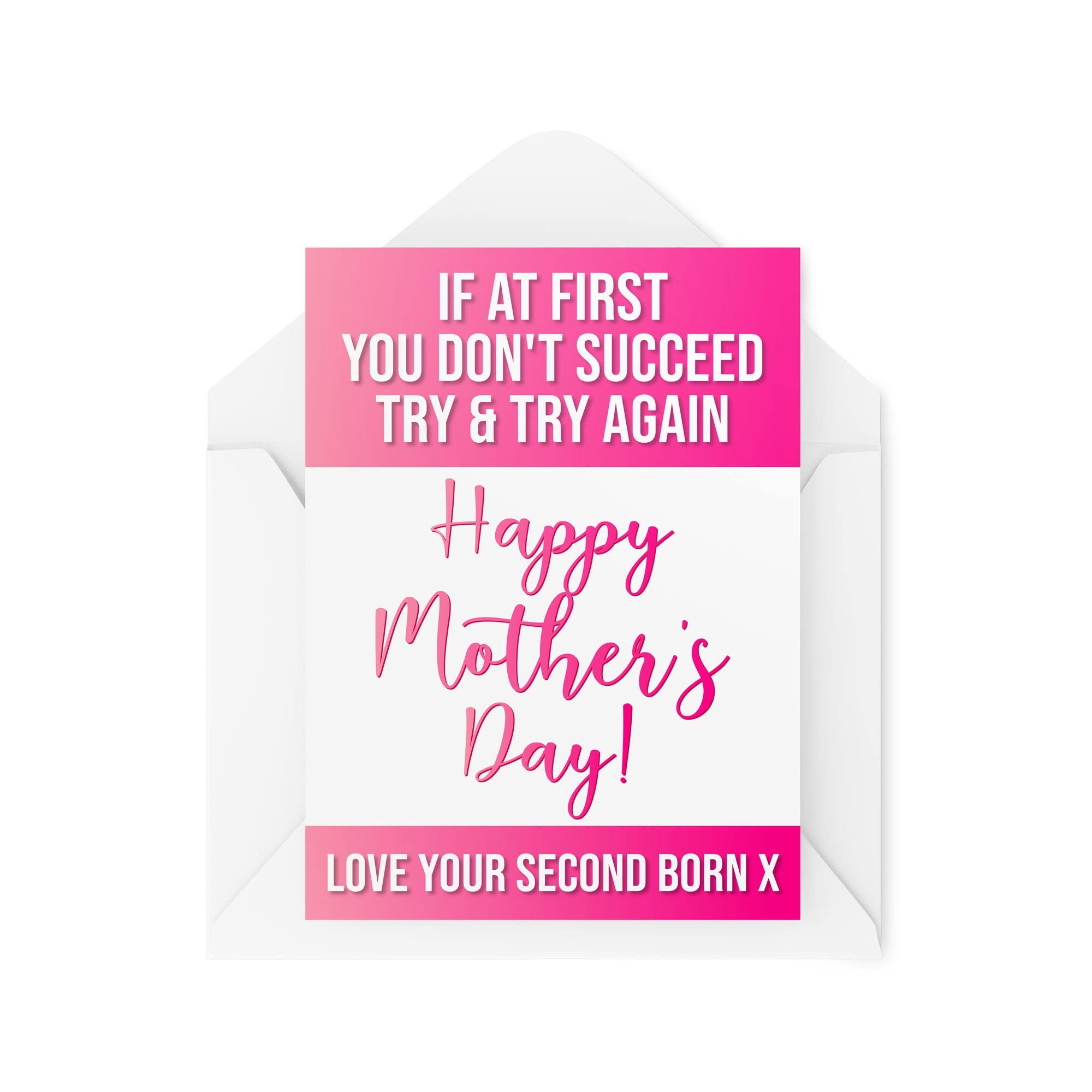 Funny Mother's Day Cards, Birthday Cards for Mum, Greeting Card for Her, If You Don't Succeed Try Again, Comedy Humour Joke CBH137