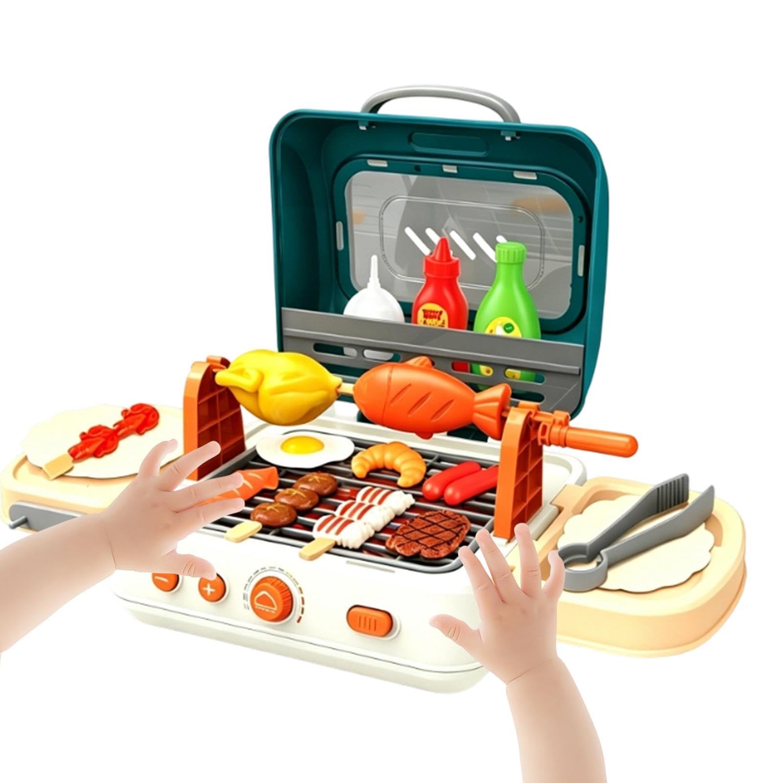 Set di barbecue per bambini barbecue interattivo pieghevole con , | cucina gioco d'imitazione per esterni, interni, viaggi, campeggio, Natale,