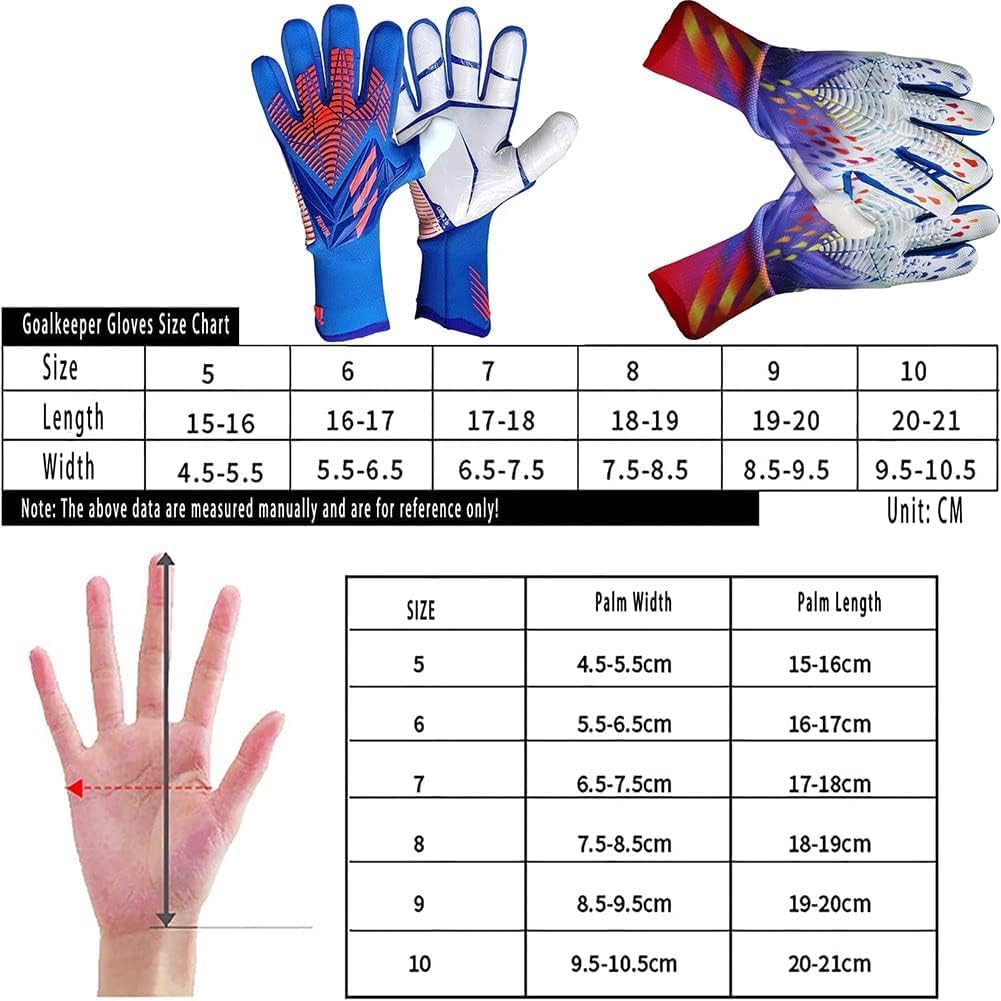 Guanti da portiere per bambini, presa forte, protezione delle dita, resistenti all'abrasione, antiscivolo, adatti per calcio giovanile