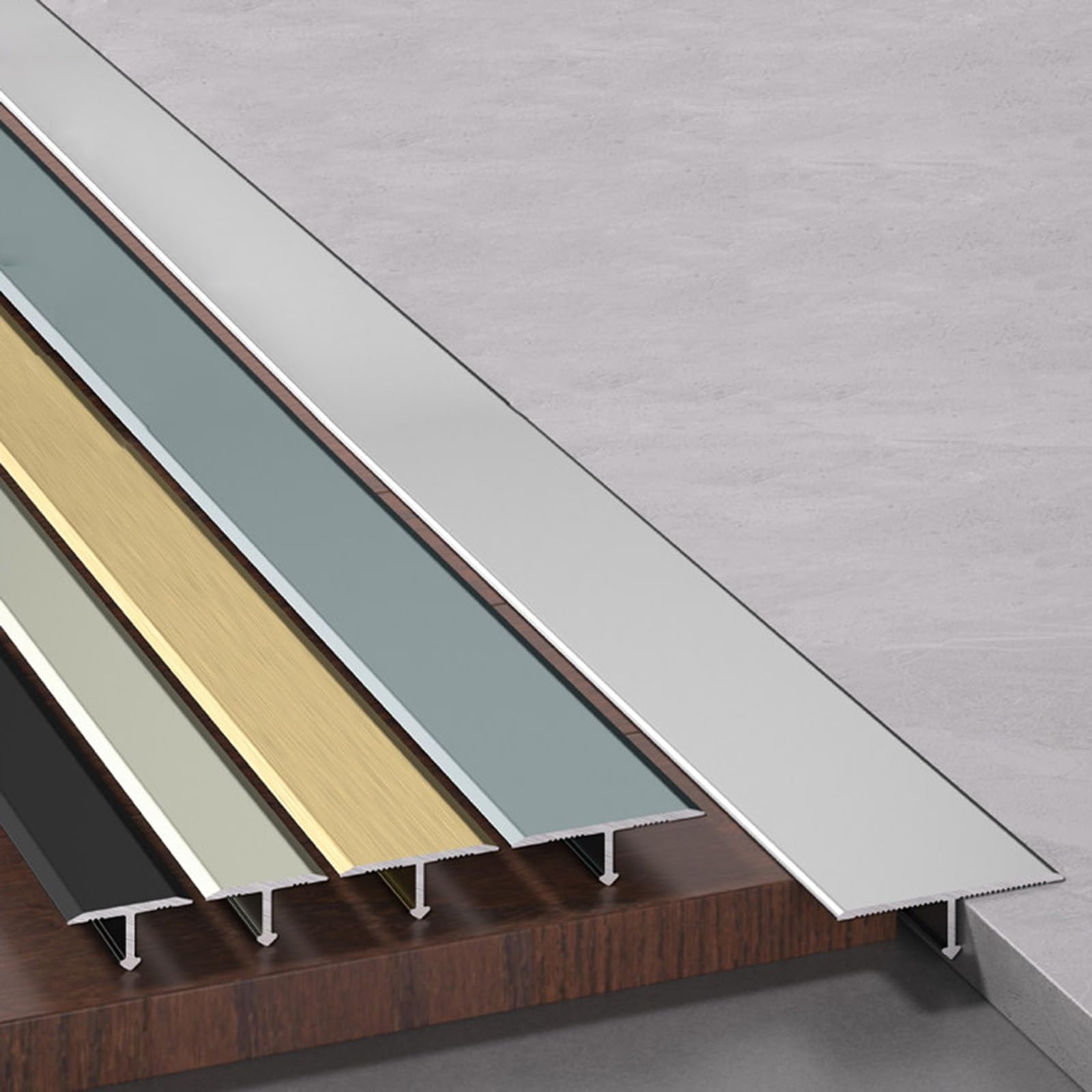 Striscia Di Transizione Per Pavimento In Profilo T In Alluminio 3 Pezzi – Separatore Di Porte & Rivestimento Per Bordo Di Rampa Per Tappeto, Laminato, Piastrelle(Natural,4 * 90cm)