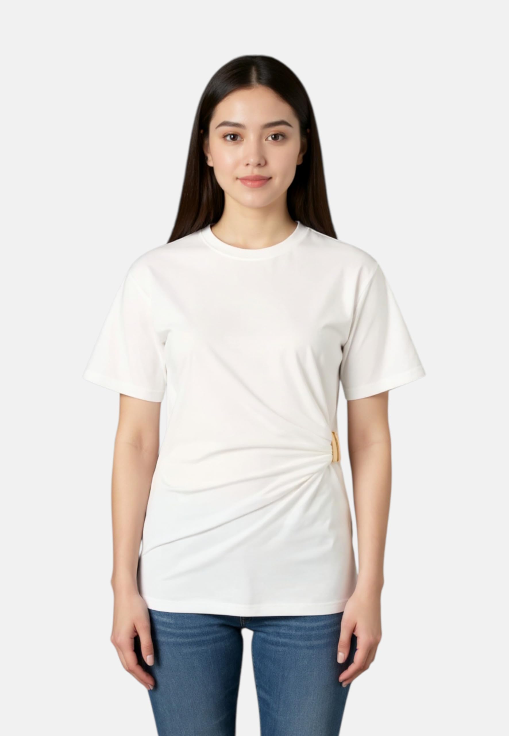 PINKO t-shirt z drapowaniem biały Mary
