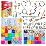 FTBox 6000 PCS Flat Clay Heishi Beads, 12000 PCS Glass Seed Beads for Bracelet Making Kits with Pend