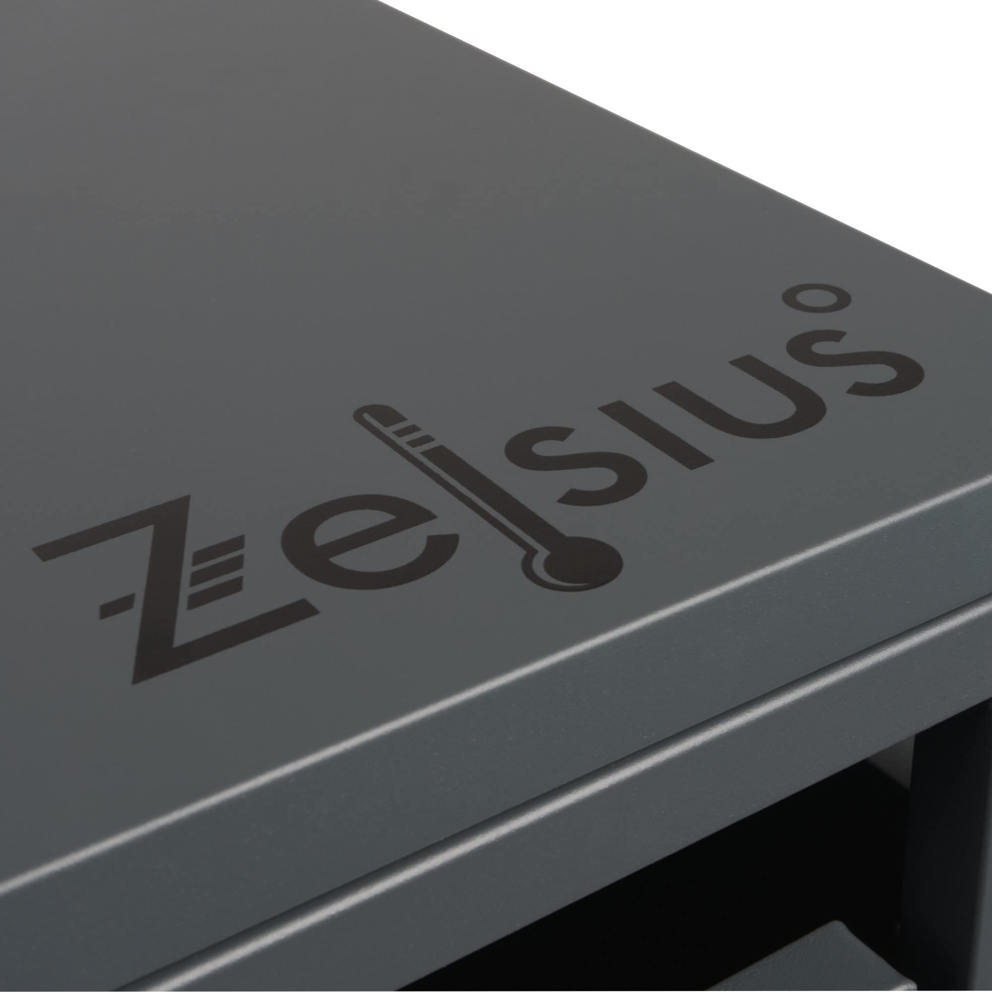 Zelsius Mülltonnenbox 2er Mülltonnen | (B) 132 x (T) 80 x (H) 117 cm | Anthrazit RAL7016 | Tür in dunkelbrauner Holzoptik mit Erweiterungsmöglichkeit | Mülltonnenverkleidung, Garten Müllbox