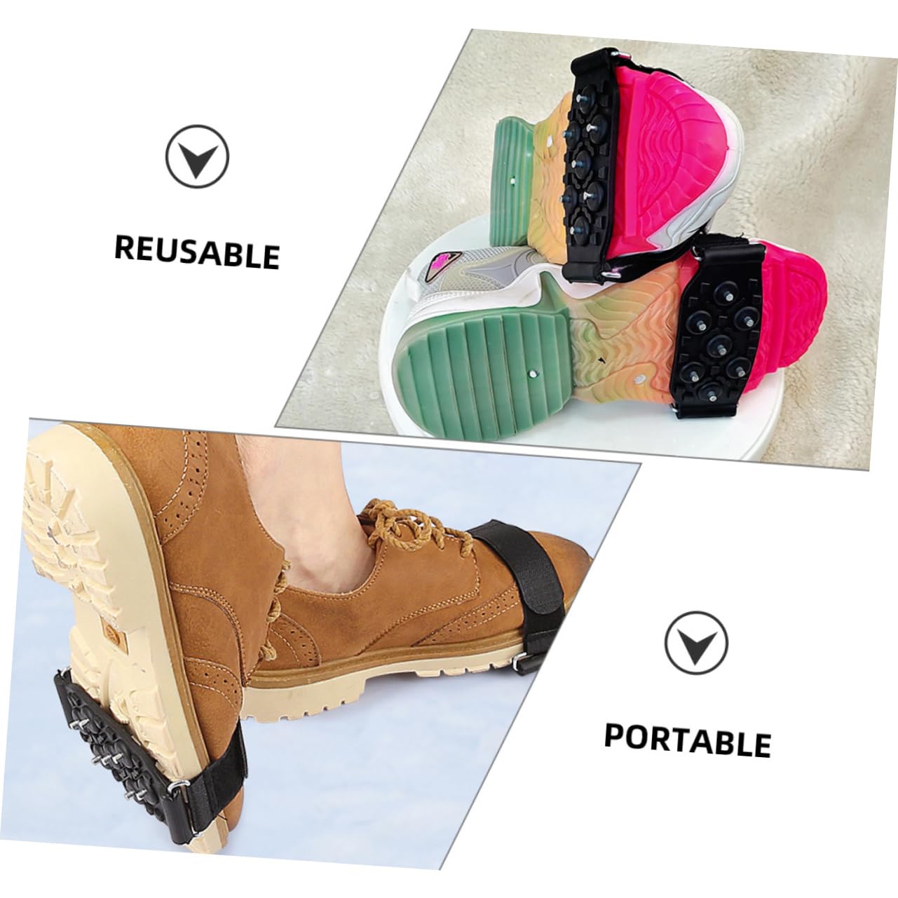 YARNOW Couvre-Chaussures à Crampons Semelles Intérieures à Chaussures Crampons pour Chaussures Talon Bottes De Glace Pêche sur La Glace Poignées Pince Gel Black Acier Au Manganèse
