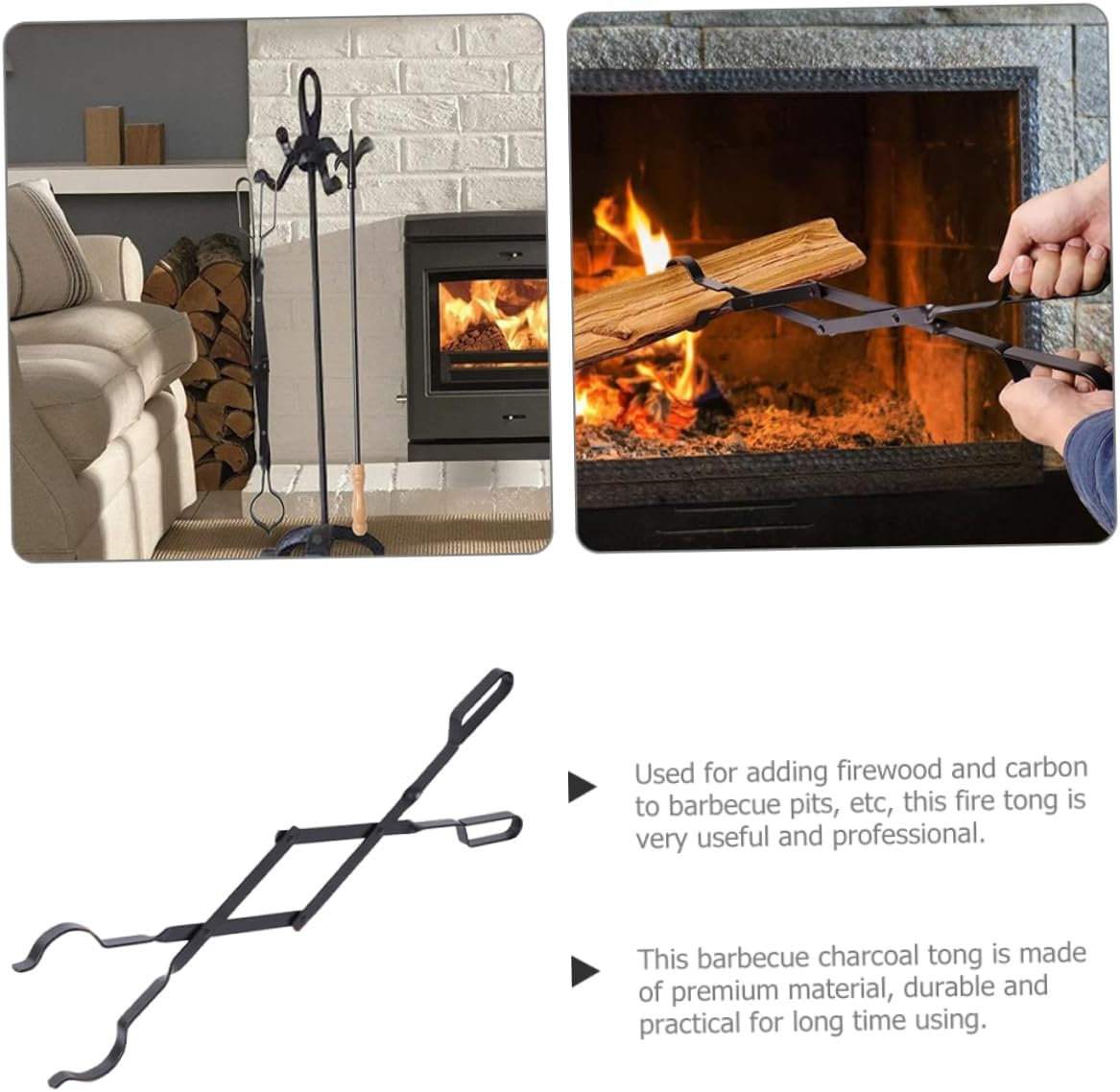 Firewood Tong Log Grabber Metal Folding Tong Safe and Easy Firewood Handling Indoor/outdoor Use