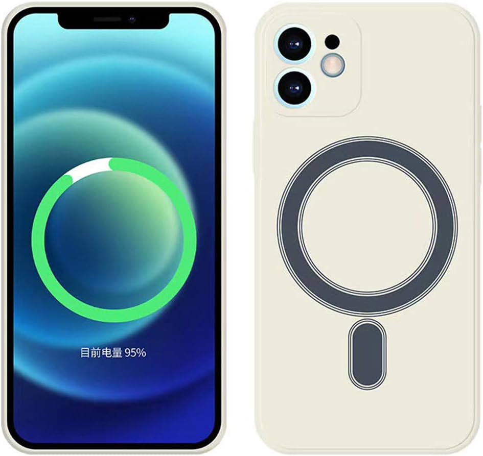 CailinsiPhone 12 Case Magnetic 12 Pro/12 Pro Max/12 mini Case Cover Wireless Charging Silicone Case Smooth And Soft Phone Case White