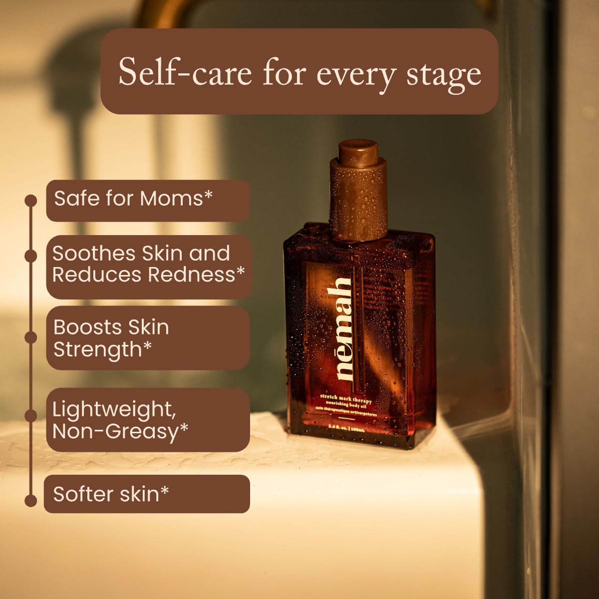 Nemah Belly Oil For Pregnant Women, Stretch Mark Oil, Quick Drying Non-Greasy With Jojoba Coconut Hemisqualane Blend, Pregnancy Stretch Mark Prevention, Pregnancy Essentials, Vegan, 3.4 Fl Oz - Image 2