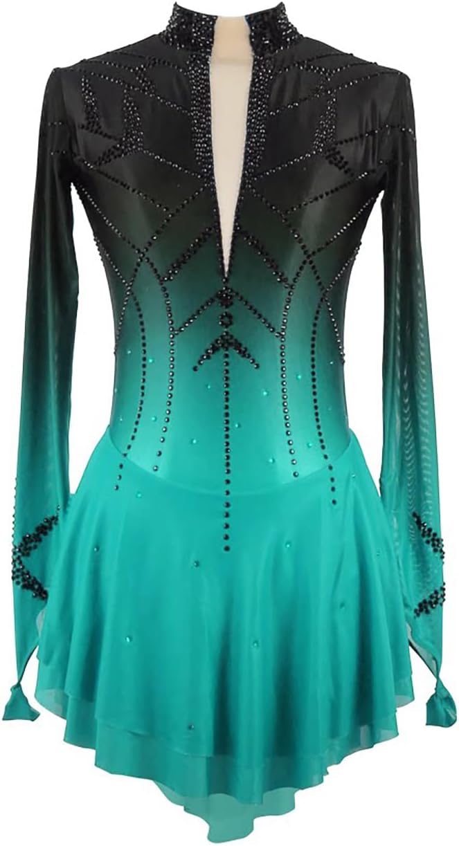 Professional Ice Skating Dresses for Girls Black Red Figure Skating Competition Rhinestones Rhythmic Gymnastics