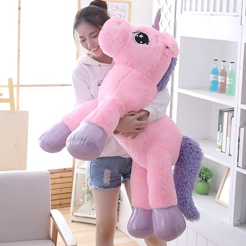 Miniatura 2 de Juguetes de peluche de unicornio gigante, almohada de felpa suave de unicornios grandes para dormitorio, San Valentín, rosa, 39.4 pulgadas