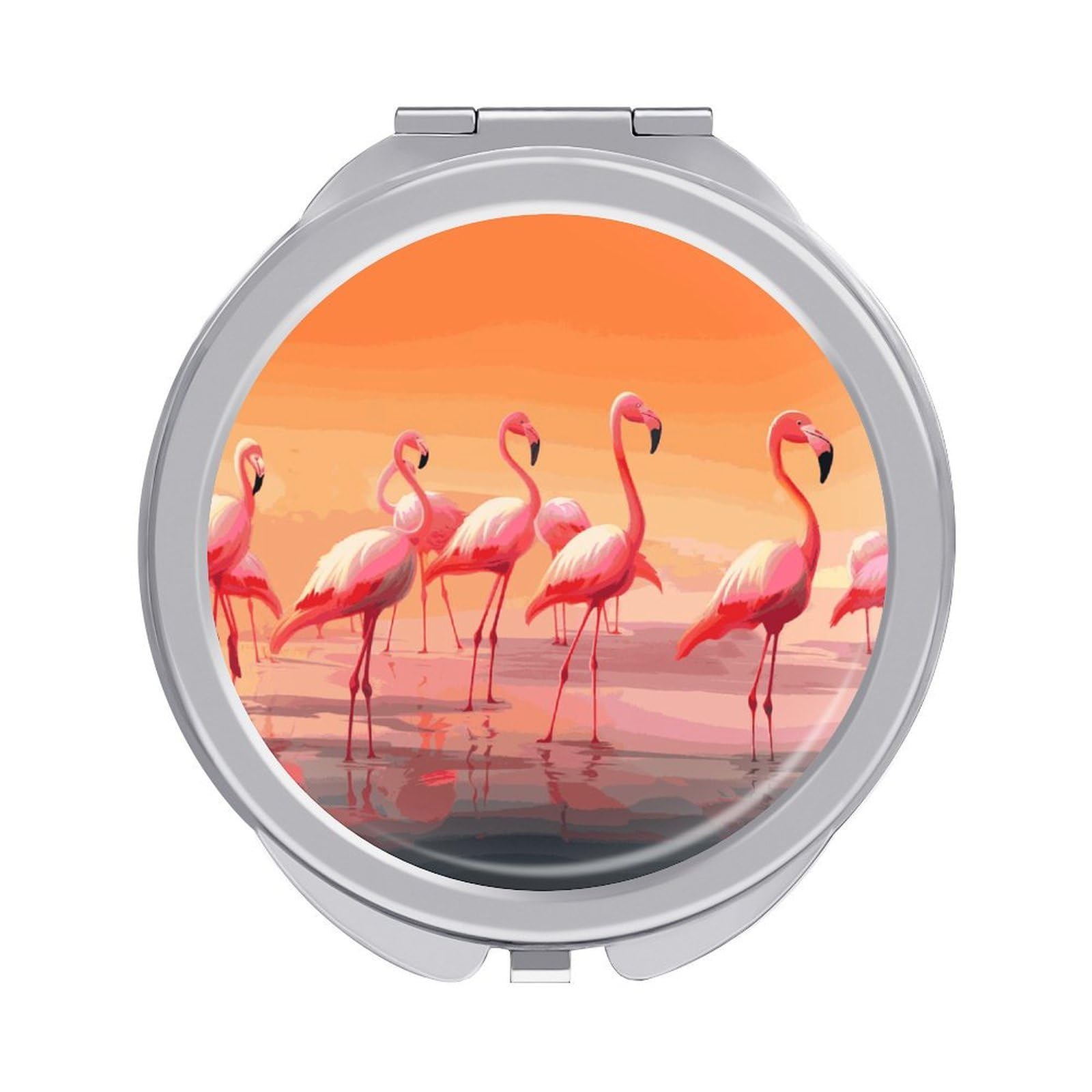 VstaDank A Flock of Flamingos Compact Mirror for Purses Round Fashion Travel Makeup Mirror 2X /1x Magnifying Double Sides Mini Mirrors Portable Pocket Mirrors for Handbag Purse Women Gift