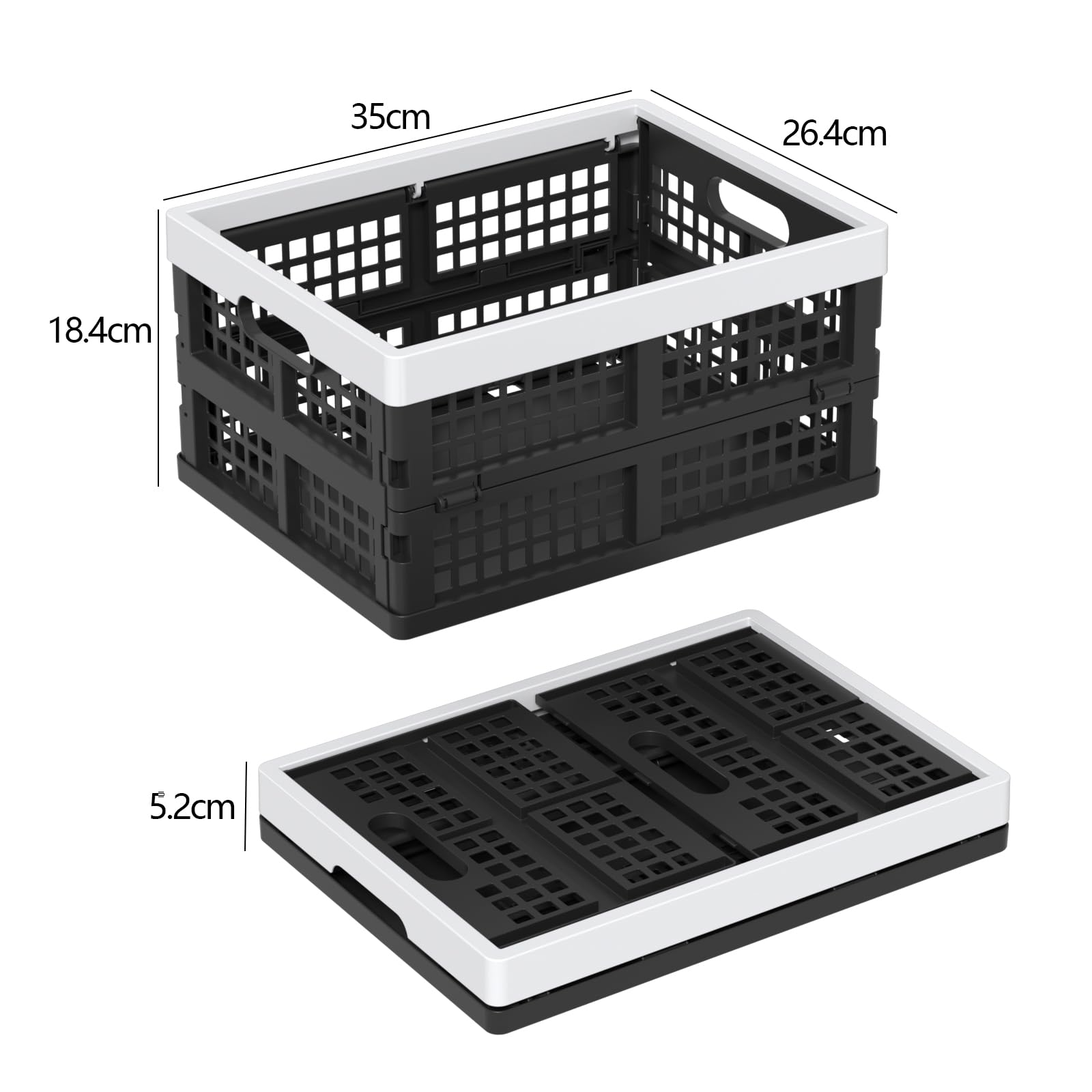 Cajas de Almacenamiento Plegables de Plástico Apilables de 15 Litros, Cesta Plegable Apilable, Paquete de 4